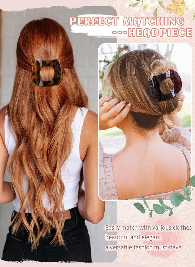 سي اتش ال اي انس اس 6 قطع من مشابك الشعر المسطحة للنساء، متوسطة الحجم، مانعة للانزلاق، ذات قبضة قوية، مناسبة للشعر الخفيف (نقشة جلد النمر (بني فاتح + بني غامق + بني)) - Image 3